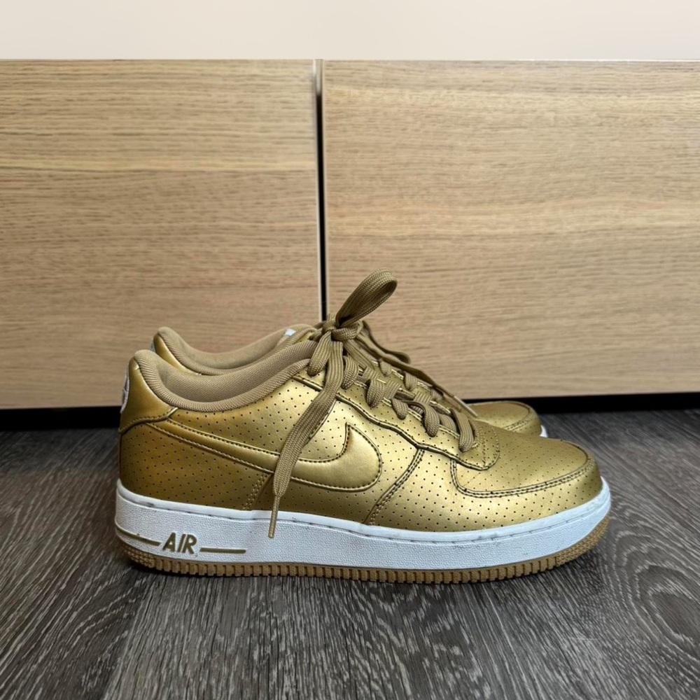 Nike Metallic Gold Sneakers with White Accents
